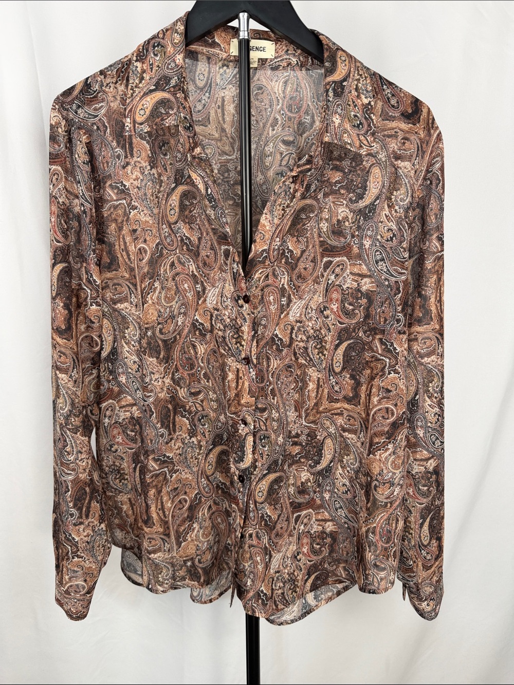 L’AGENCE Laurent Sheer Paisley Button-Front Blouse – Size L/G